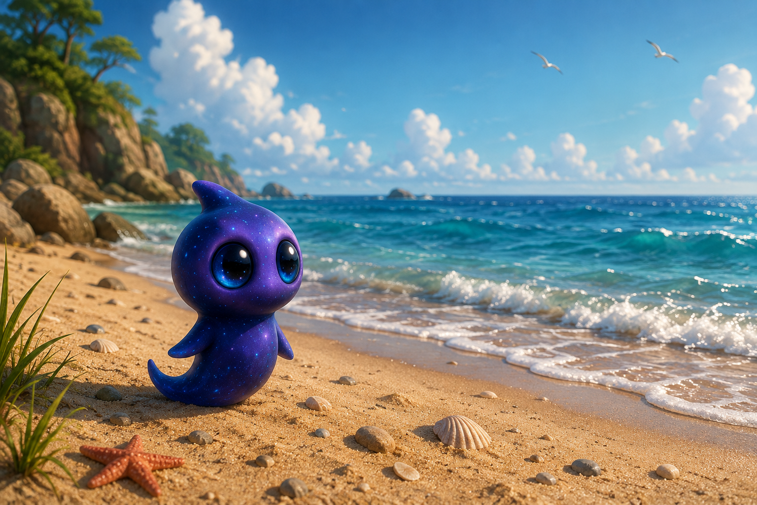 Blip arriving at the beach